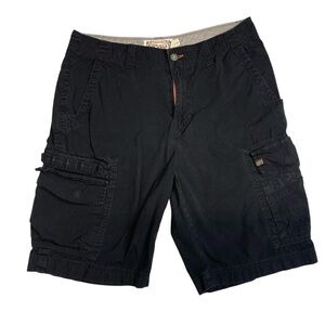 Y2K 2000s Baggy Fox Racing Black Cargo Shorts BMX Core Streetwear Grunge Sz 36